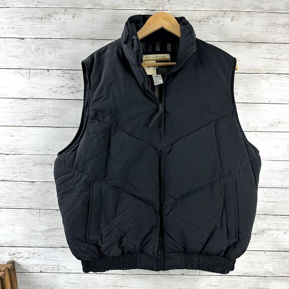 Wrangler Western Cowboy Goose Down Puffer‎ Puffy Vest Mens Large Black - Picture 1 of 11